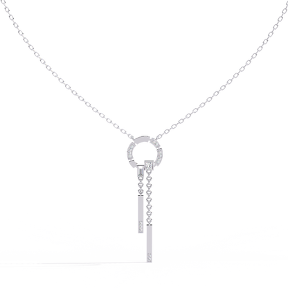 Effortless Flow Circle & Bar Y-Necklace In Gold - 0.38 Ct Diamonds