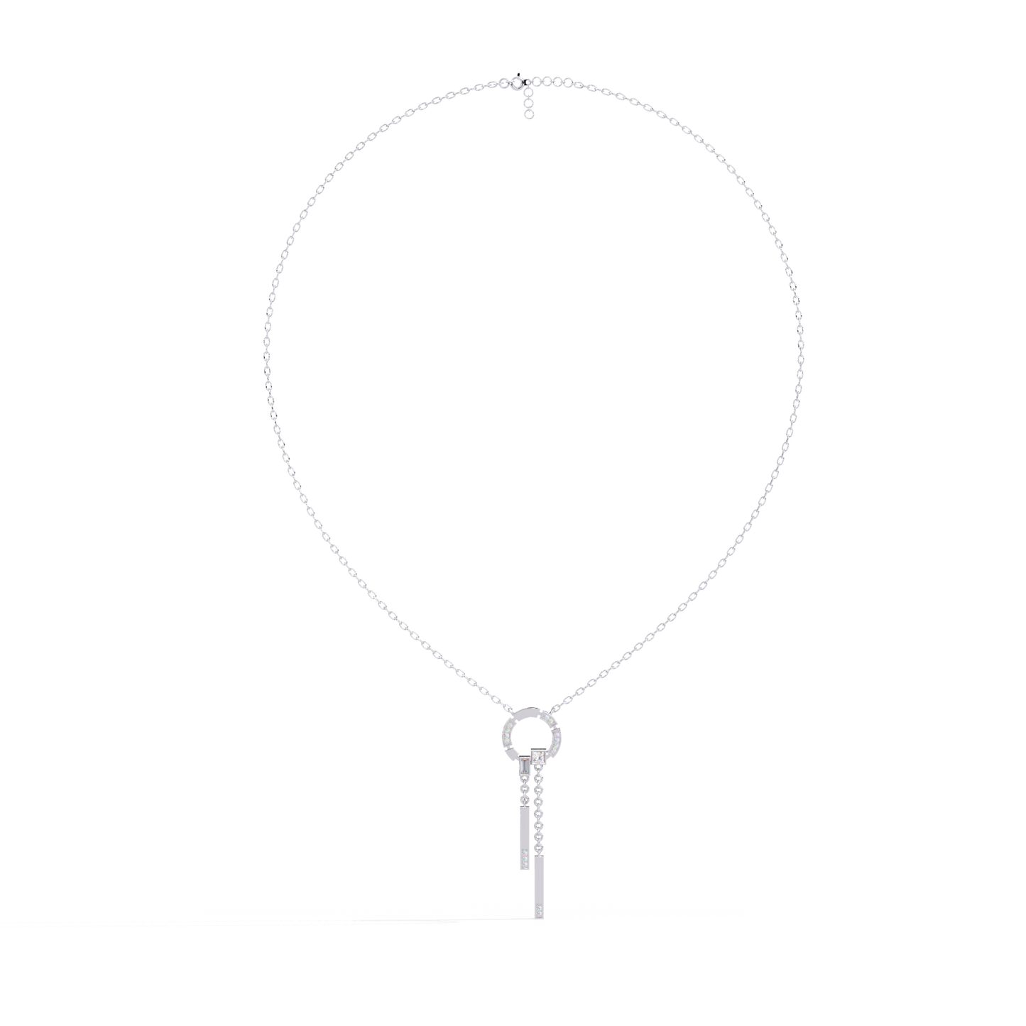 Effortless Flow Circle & Bar Y-Necklace In Gold - 0.38 Ct Diamonds