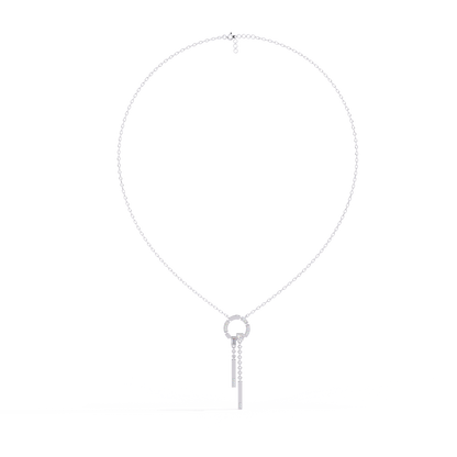 Effortless Flow Circle & Bar Y-Necklace In Gold - 0.38 Ct Diamonds
