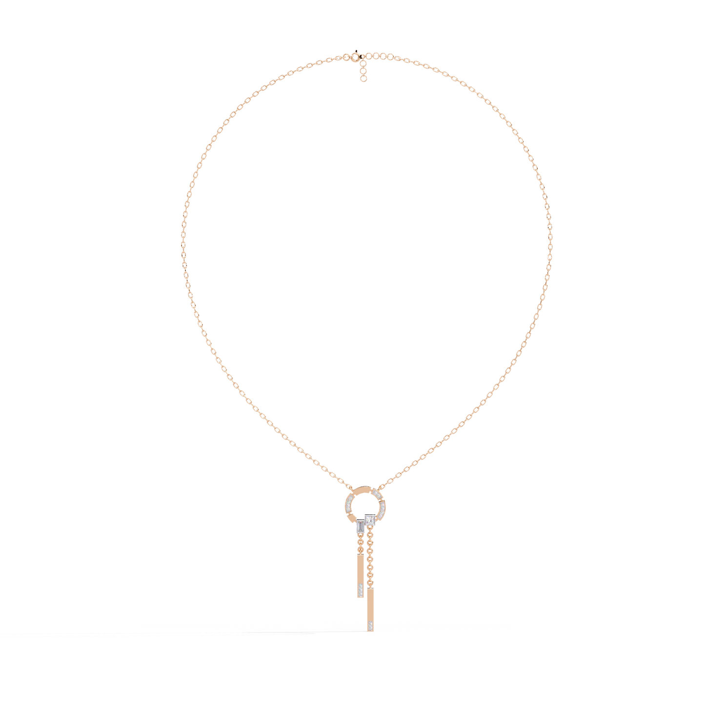 Effortless Flow Circle & Bar Y-Necklace In Gold - 0.38 Ct Diamonds
