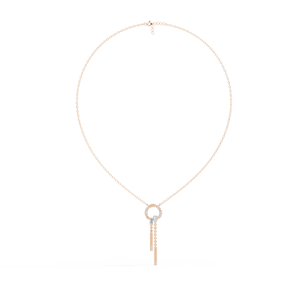 Effortless Flow Circle & Bar Y-Necklace In Gold - 0.38 Ct Diamonds