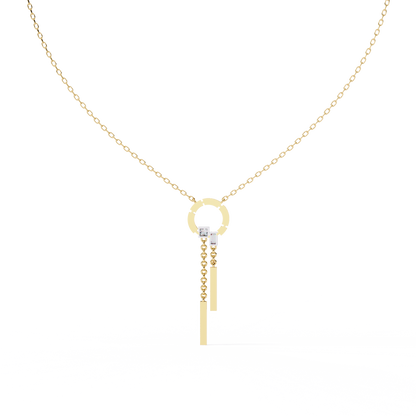 Effortless Flow Circle & Bar Y-Necklace In Gold - 0.38 Ct Diamonds