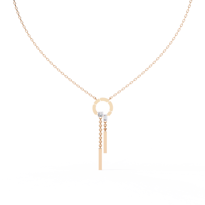 Effortless Flow Circle & Bar Y-Necklace In Gold - 0.38 Ct Diamonds