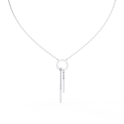 Effortless Flow Circle & Bar Y-Necklace In Gold - 0.38 Ct Diamonds