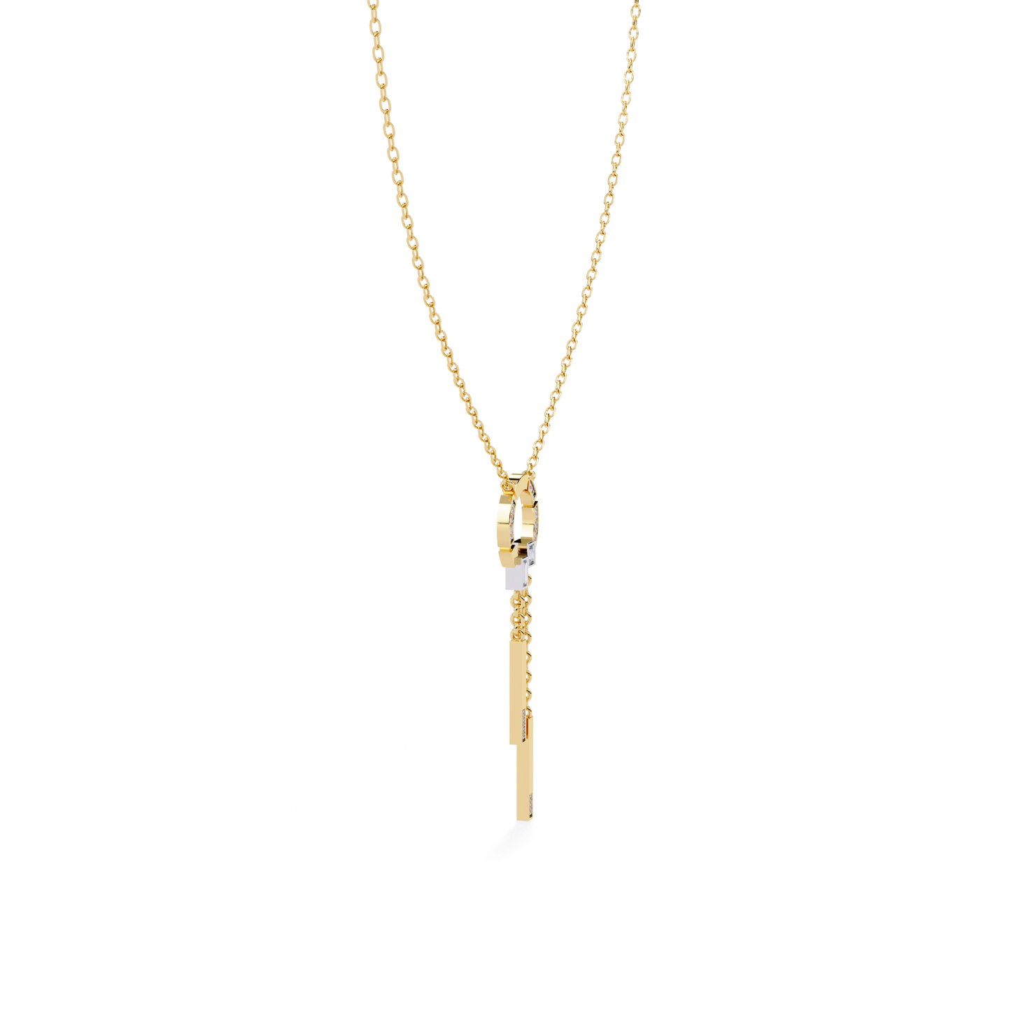 Effortless Flow Circle & Bar Y-Necklace In Gold - 0.38 Ct Diamonds