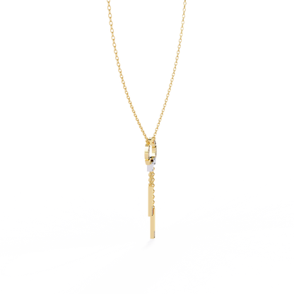 Effortless Flow Circle & Bar Y-Necklace In Gold - 0.38 Ct Diamonds