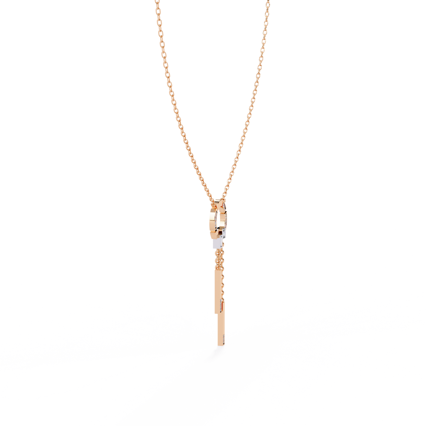 Effortless Flow Circle & Bar Y-Necklace In Gold - 0.38 Ct Diamonds