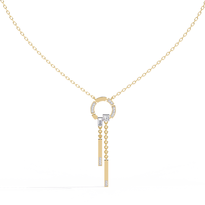 Effortless Flow Circle & Bar Y-Necklace In Gold - 0.38 Ct Diamonds