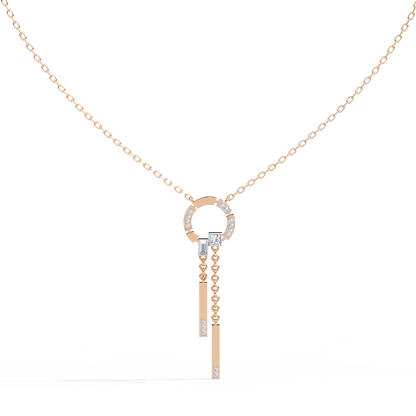 Effortless Flow Circle & Bar Y-Necklace In Gold - 0.38 Ct Diamonds