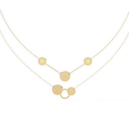 Multi-Circle Layered Necklace In Gold - 0.44 Ct Round Diamonds