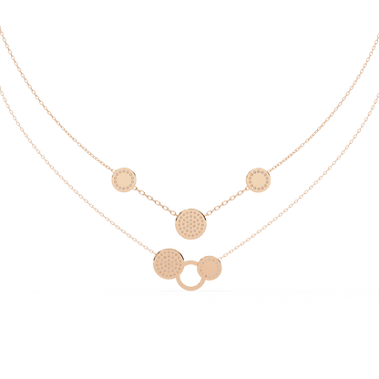 Multi-Circle Layered Necklace In Gold - 0.44 Ct Round Diamonds