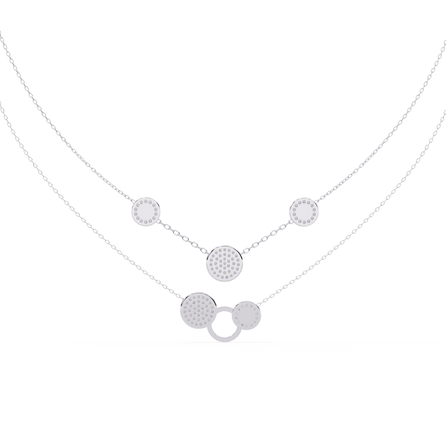 Multi-Circle Layered Necklace In Gold - 0.44 Ct Round Diamonds