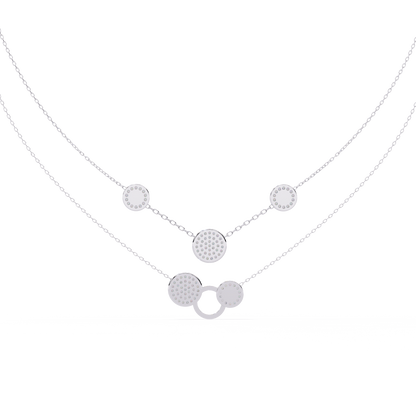 Multi-Circle Layered Necklace In Gold - 0.44 Ct Round Diamonds