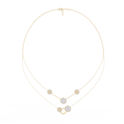 Multi-Circle Layered Necklace In Gold - 0.44 Ct Round Diamonds