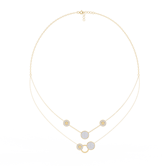 Multi-Circle Layered Necklace In Gold - 0.44 Ct Round Diamonds