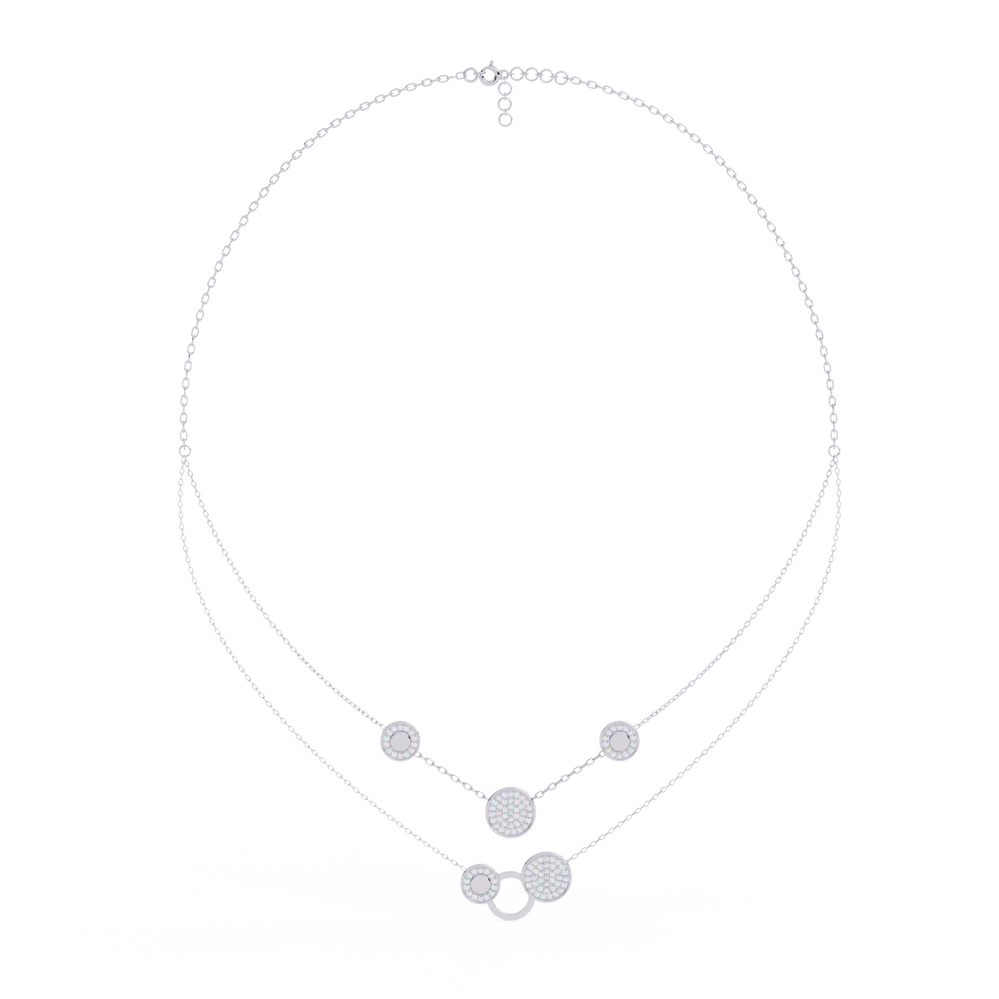 Multi-Circle Layered Necklace In Gold - 0.44 Ct Round Diamonds