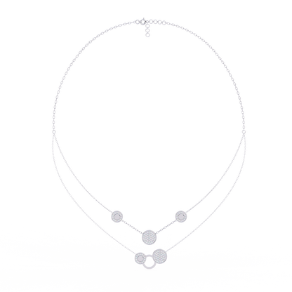 Multi-Circle Layered Necklace In Gold - 0.44 Ct Round Diamonds