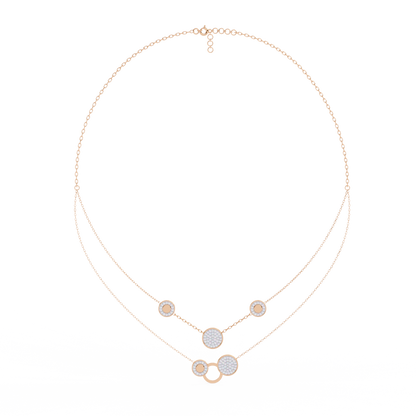 Multi-Circle Layered Necklace In Gold - 0.44 Ct Round Diamonds
