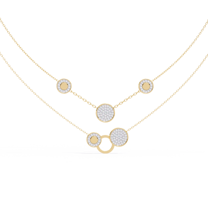 Multi-Circle Layered Necklace In Gold - 0.44 Ct Round Diamonds