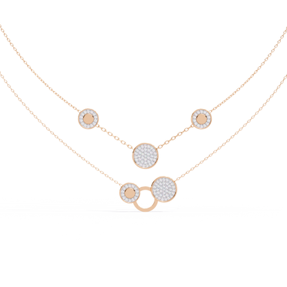 Multi-Circle Layered Necklace In Gold - 0.44 Ct Round Diamonds