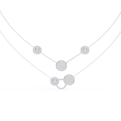Multi-Circle Layered Necklace In Gold - 0.44 Ct Round Diamonds