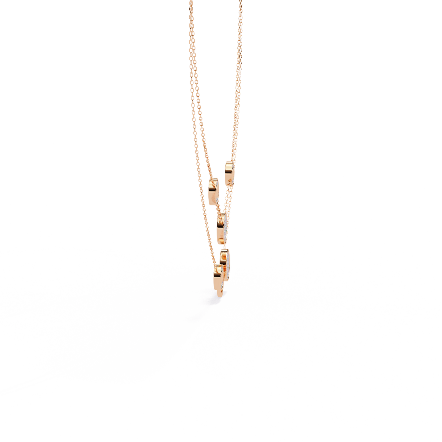 Multi-Circle Layered Necklace In Gold - 0.44 Ct Round Diamonds