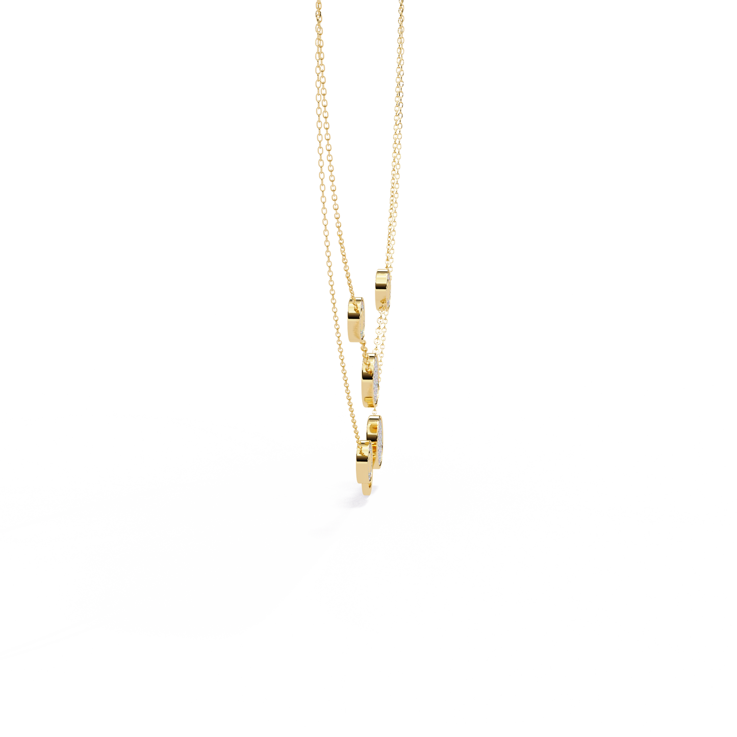 Multi-Circle Layered Necklace In Gold - 0.44 Ct Round Diamonds