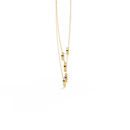 Multi-Circle Layered Necklace In Gold - 0.44 Ct Round Diamonds