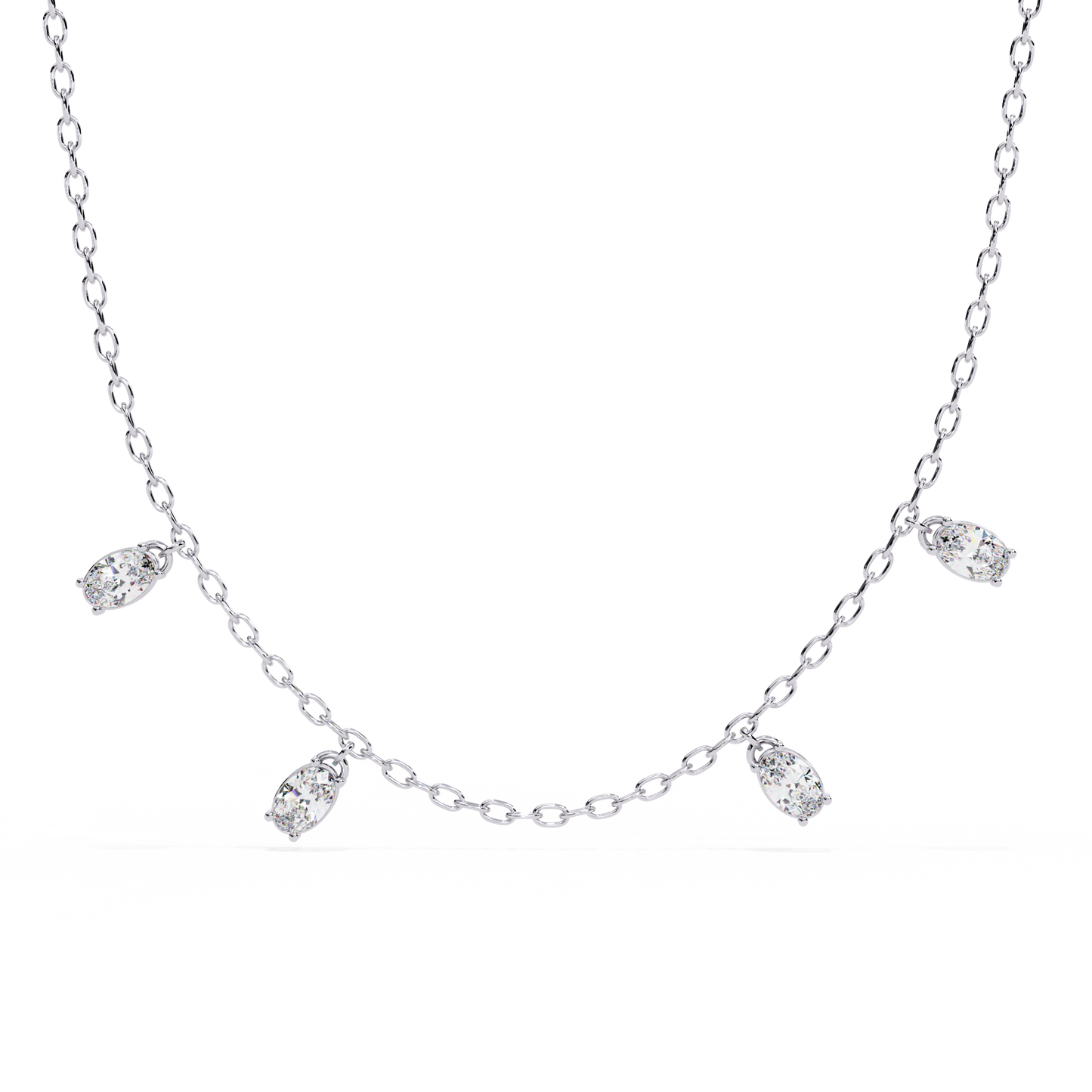 Dazzling Dewdrop Dangle Necklace In Gold - 1.45 Ct Oval Diamonds