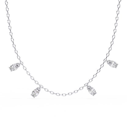 Dazzling Dewdrop Dangle Necklace In Gold - 1.45 Ct Oval Diamonds
