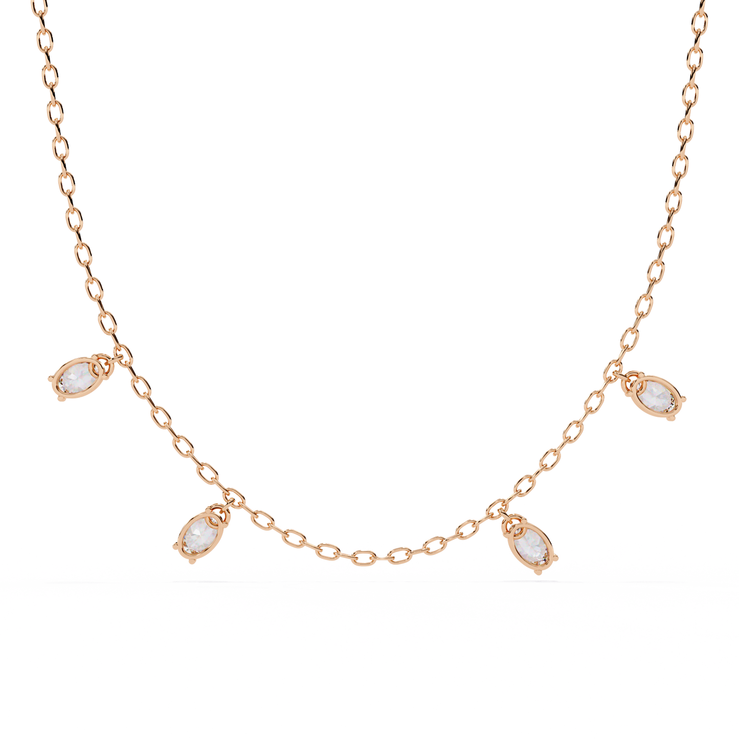 Dazzling Dewdrop Dangle Necklace In Gold - 1.45 Ct Oval Diamonds