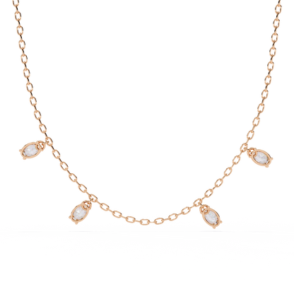 Dazzling Dewdrop Dangle Necklace In Gold - 1.45 Ct Oval Diamonds
