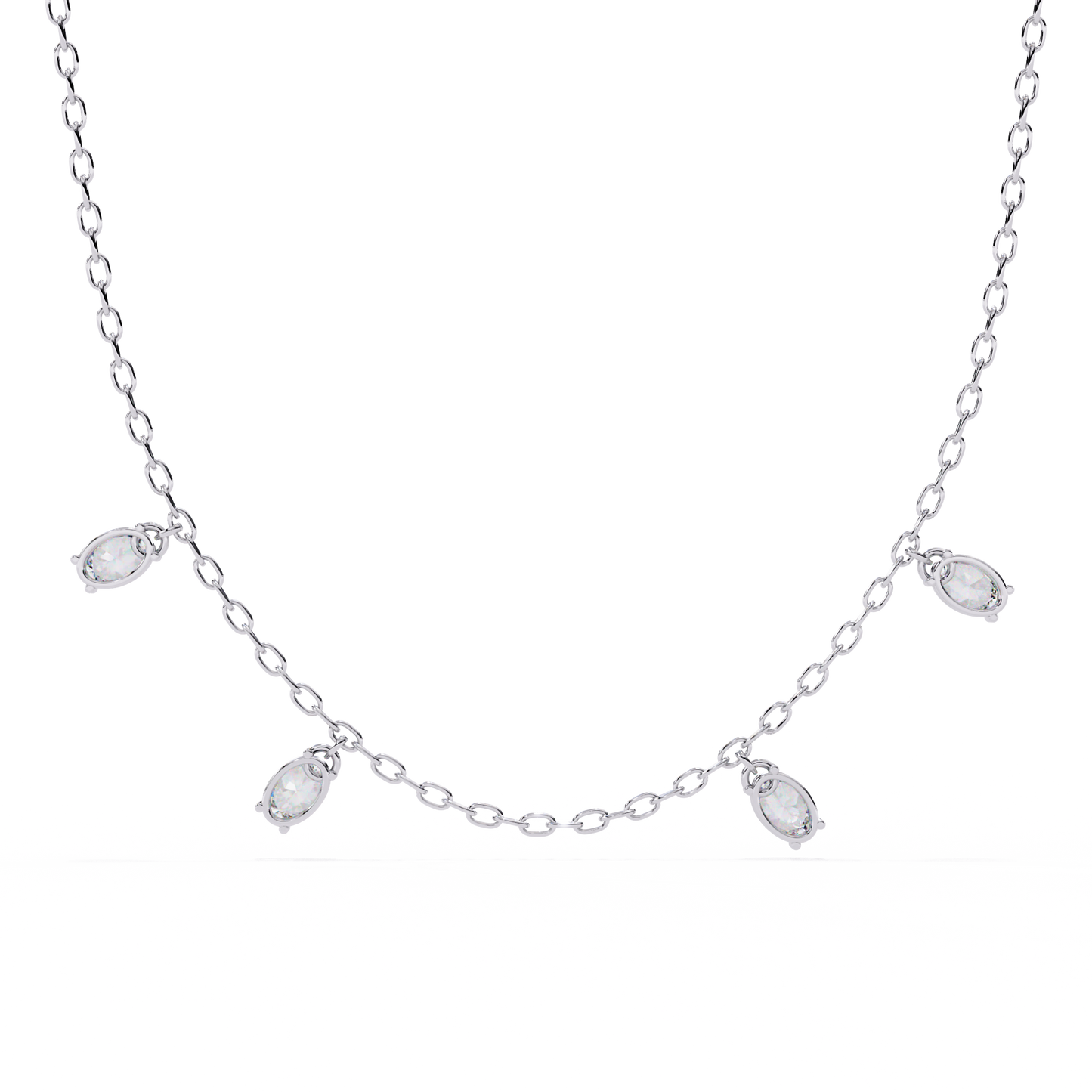 Dazzling Dewdrop Dangle Necklace In Gold - 1.45 Ct Oval Diamonds