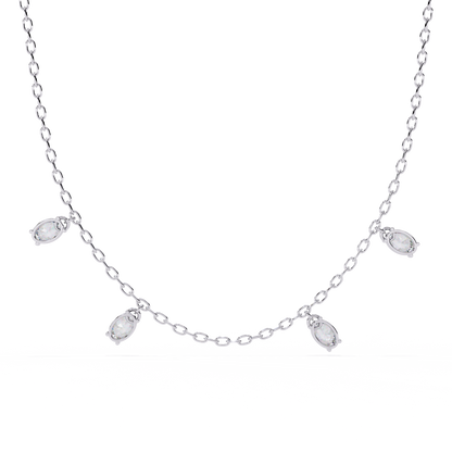 Dazzling Dewdrop Dangle Necklace In Gold - 1.45 Ct Oval Diamonds
