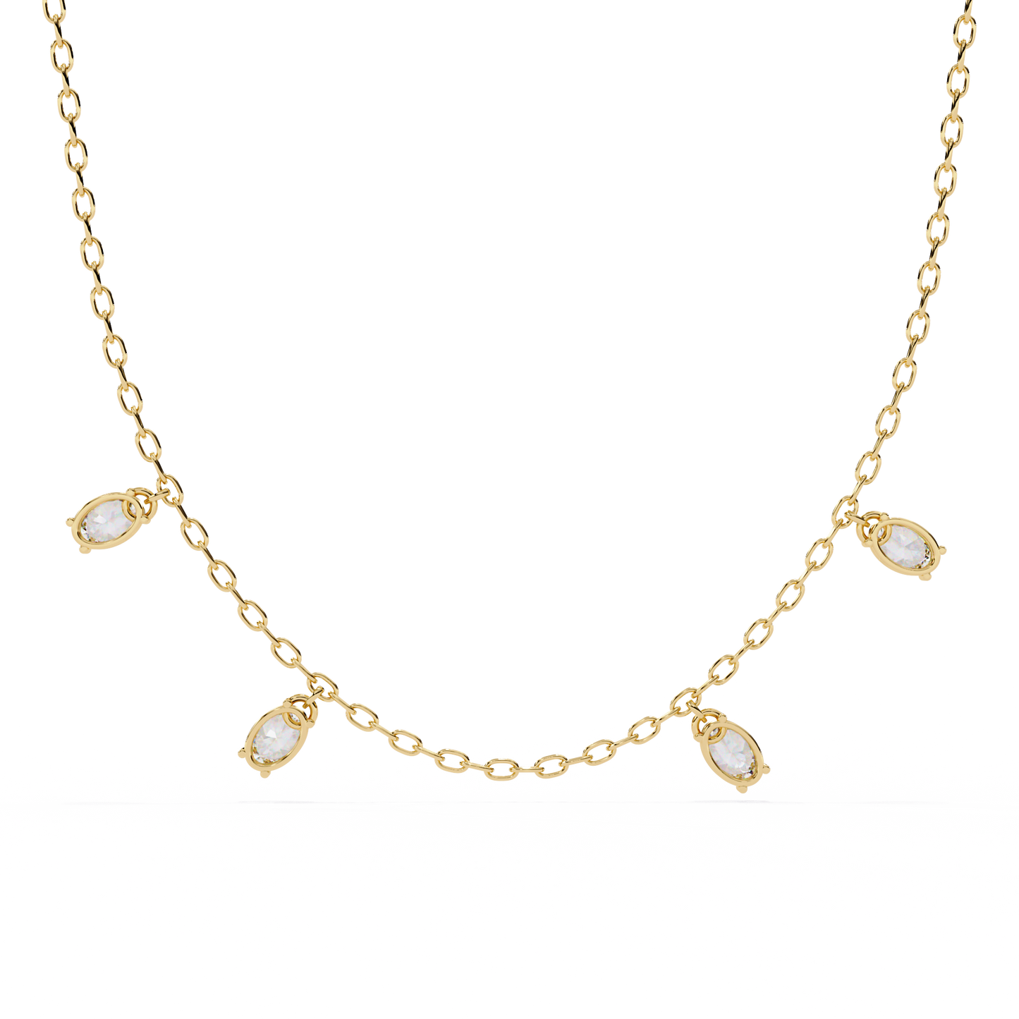 Dazzling Dewdrop Dangle Necklace In Gold - 1.45 Ct Oval Diamonds