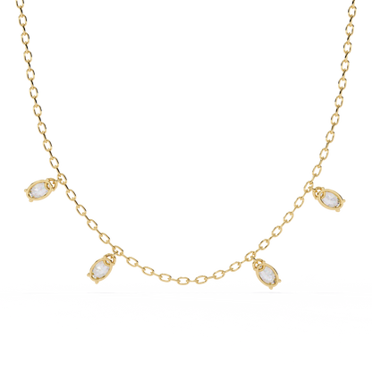 Dazzling Dewdrop Dangle Necklace In Gold - 1.45 Ct Oval Diamonds