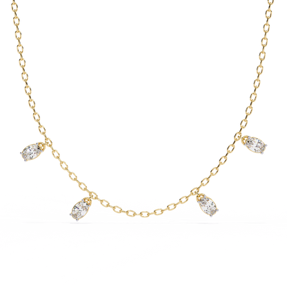 Dazzling Dewdrop Dangle Necklace In Gold - 1.45 Ct Oval Diamonds
