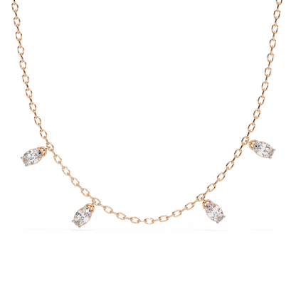 Dazzling Dewdrop Dangle Necklace In Gold - 1.45 Ct Oval Diamonds