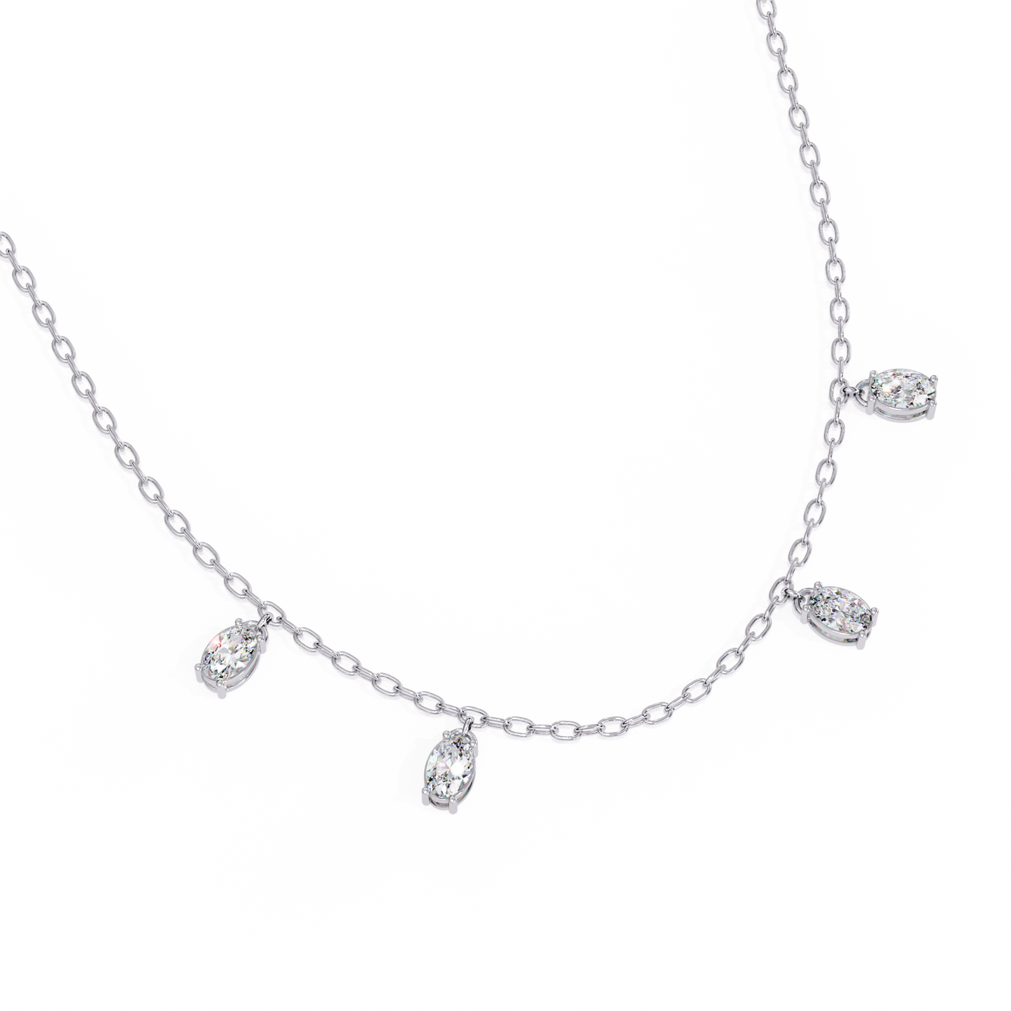 Dazzling Dewdrop Dangle Necklace In Gold - 1.45 Ct Oval Diamonds