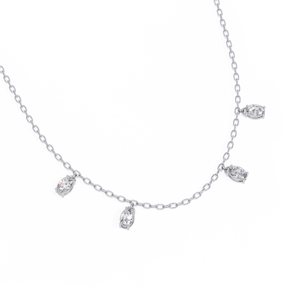 Dazzling Dewdrop Dangle Necklace In Gold - 1.45 Ct Oval Diamonds