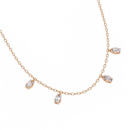 Dazzling Dewdrop Dangle Necklace In Gold - 1.45 Ct Oval Diamonds