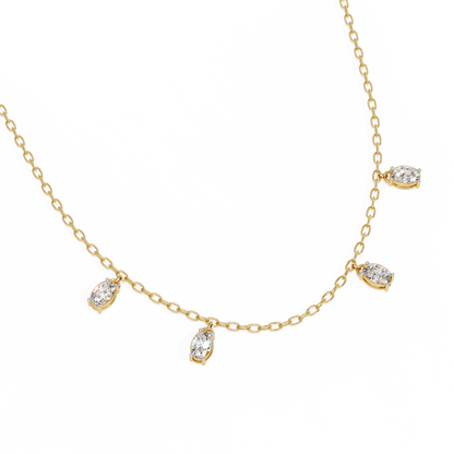 Dazzling Dewdrop Dangle Necklace In Gold - 1.45 Ct Oval Diamonds