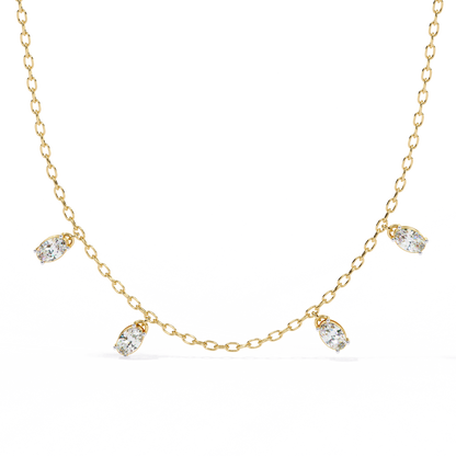 Dazzling Dewdrop Dangle Necklace In Gold - 1.45 Ct Oval Diamonds