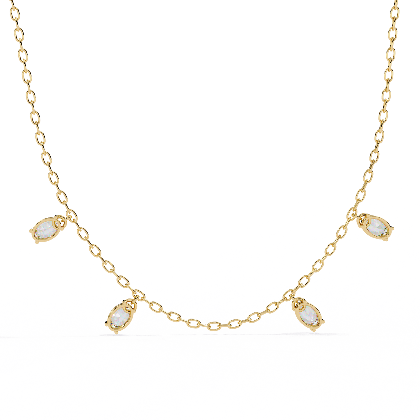 Dazzling Dewdrop Dangle Necklace In Gold - 1.45 Ct Oval Diamonds