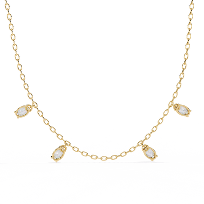 Dazzling Dewdrop Dangle Necklace In Gold - 1.45 Ct Oval Diamonds