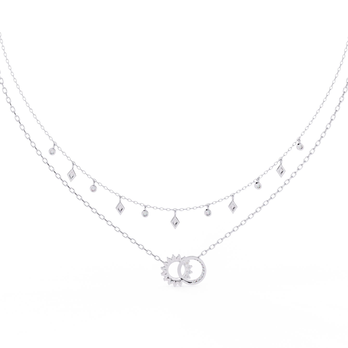 The Eternal Bond Interlocking Layered Necklace In Gold - 0.28 Ct Round Diamonds