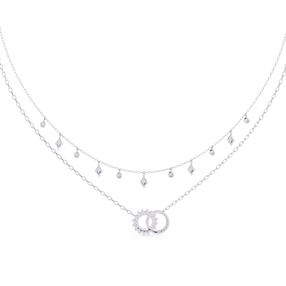 The Eternal Bond Interlocking Layered Necklace In Gold - 0.28 Ct Round Diamonds