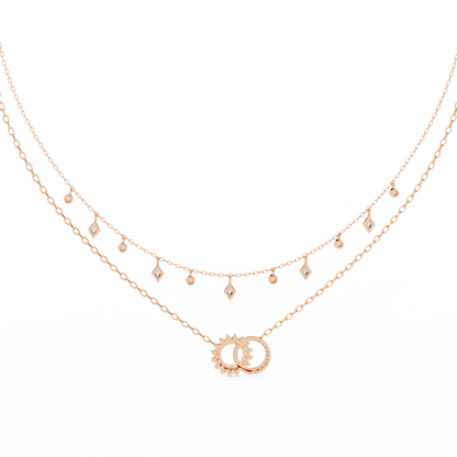 The Eternal Bond Interlocking Layered Necklace In Gold - 0.28 Ct Round Diamonds
