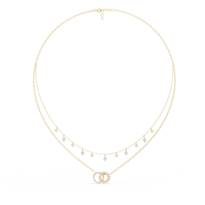 The Eternal Bond Interlocking Layered Necklace In Gold - 0.28 Ct Round Diamonds