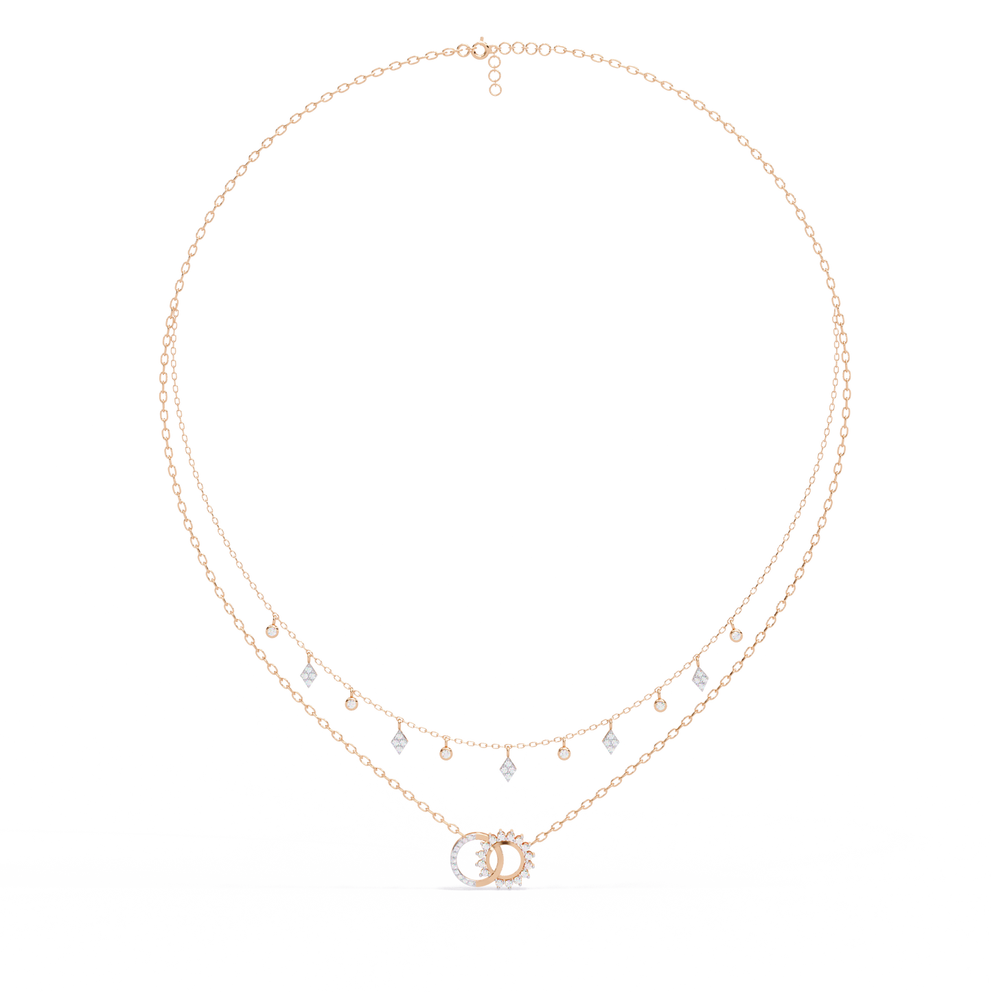 The Eternal Bond Interlocking Layered Necklace In Gold - 0.28 Ct Round Diamonds